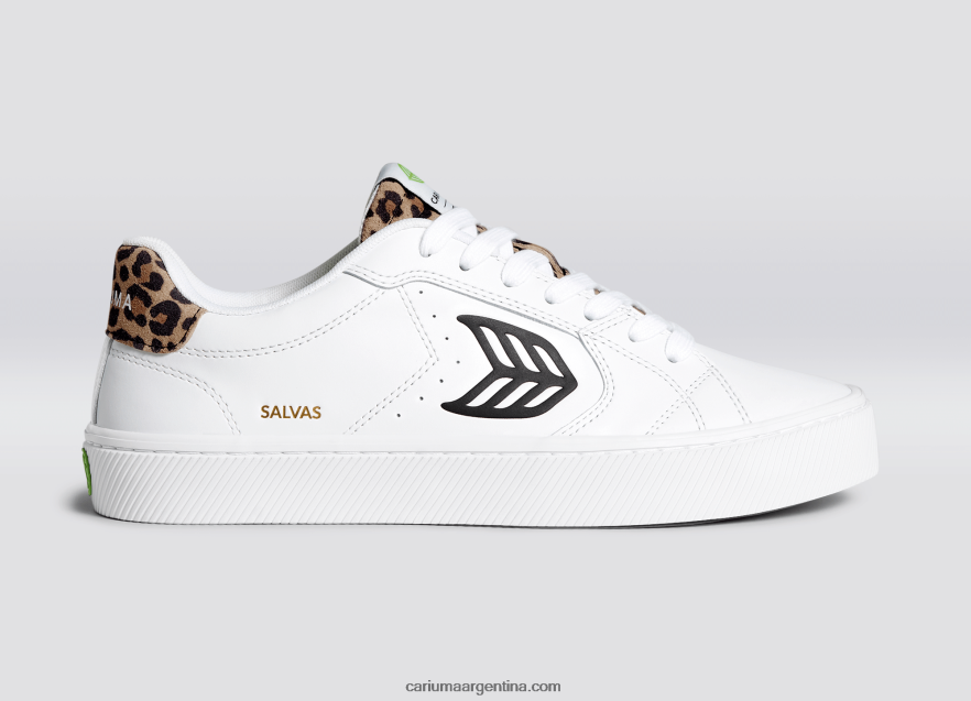 Cariuma D6DR8X100hombres cuero lwg blanco/leopardo