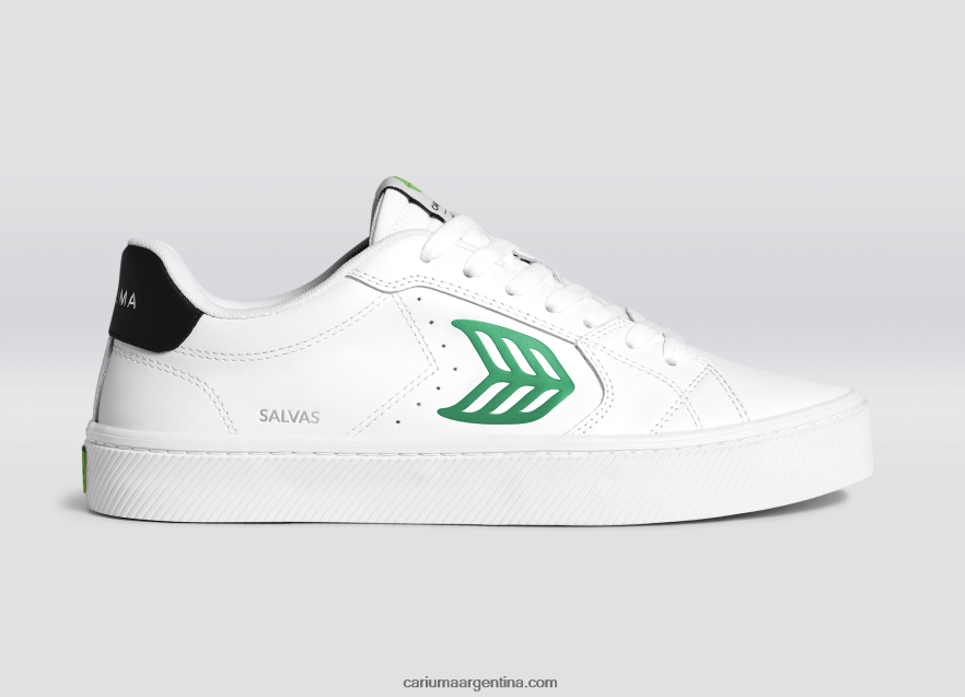 Cariuma D6DR8X101hombres cuero lwg blanco/verde