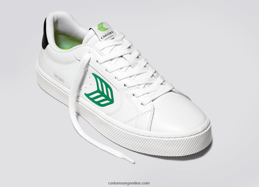 Cariuma D6DR8X101hombres cuero lwg blanco/verde