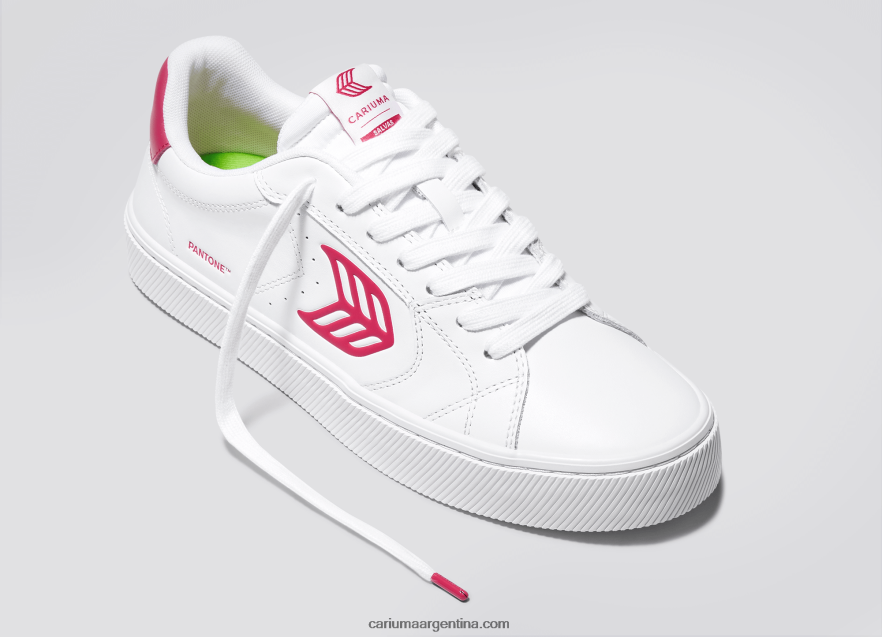 Cariuma D6DR8X77hombres pantone viva magenta cuero blanco