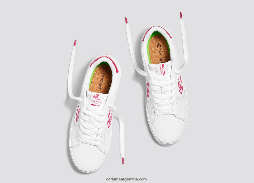 Cariuma D6DR8X77hombres pantone viva magenta cuero blanco