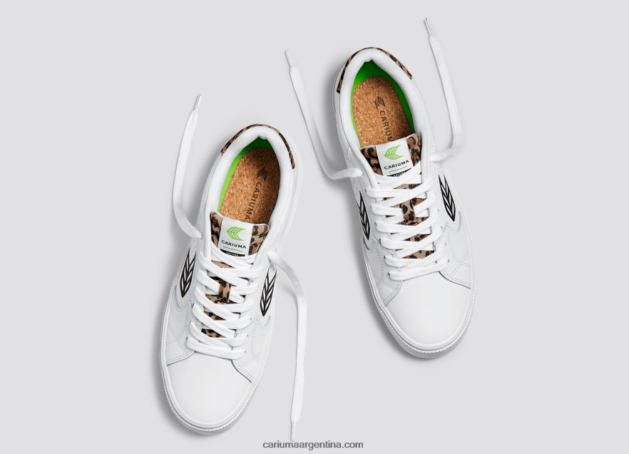 Cariuma D6DR8X317mujer cuero lwg blanco/leopardo